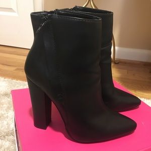 Black faux leather boot